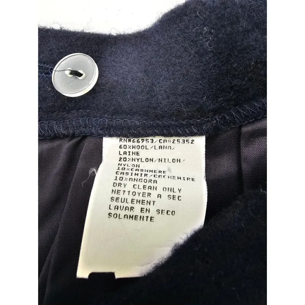 Vintage Theo Miles Women's 10 Navy Blue Wool and Cashmere Fringe Short Skirt
